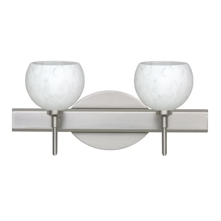 Besa Lighting Palla 5 Vanity, Carrera, Satin Nickel Finish, 2x40W Halogen 2SW-565819-SN